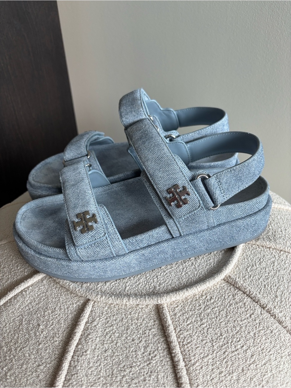 Tory Burch Light Denim Platform Sandals